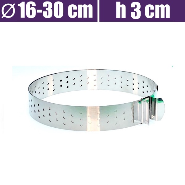 Форма для выпечки перфор. раздвижная Кольцо Ø 16-30 см | высота 3 см Форма для выпечки перфор. раздвижная Кольцо Ø 16-30 см | высота 3 см