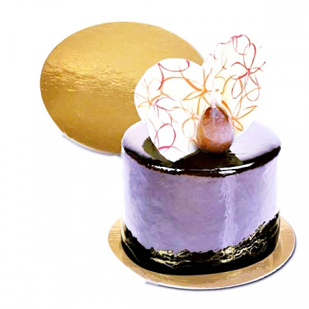 Подложка для пирожных Золото/Жемчуг 2х сторон. 0.8 мм, Ø 100 мм