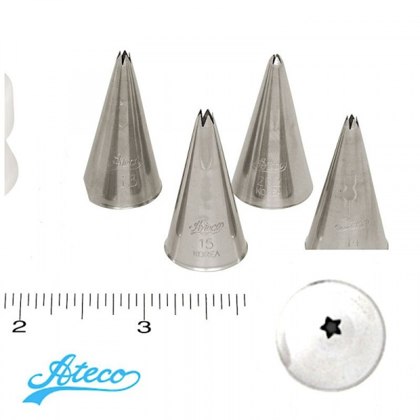 Кондитерская насадка открытая звезда №13, 14, 15, 262 Ateco | 5 лучей мини размер Кондитерская насадка открытая звезда №13, 14, 15, 262 Ateco | 5 лучей мини размер