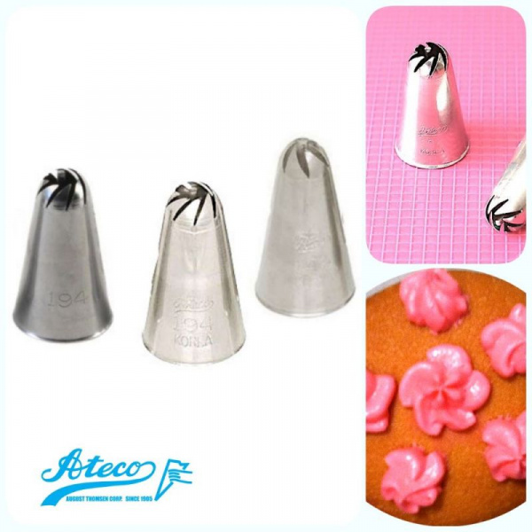 Кондитерская насадка звезда закрытый центр (косые лучи) №146, 191, 193, 194 Ateco | стандарт. и средний размер Кондитерская насадка звезда закрытый центр (косые лучи) №146, 191, 193, 194 Ateco | стандарт. и средний размер