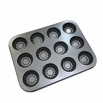 Форма для выпечки металлическая антипригарная | 12 кексов - Бисквиты Форма для выпечки металлическая антипригарная | 12 кексов - Бисквиты