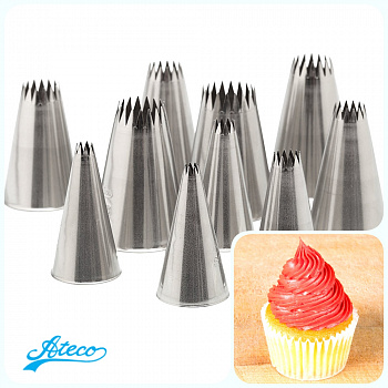 Кондитерская насадка открытая звезда №860-869 от Ateco | Французкая трубочка средний и большой размер