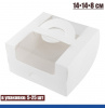 Коробка для бенто торта 14•14•8 см Белая 2 окна/ручки ПМ