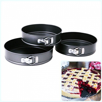 Форма для выпечки металлическая разъёмная антипригарная | Тарт набор 3 шт: Ø 24, 26, 28 см | H 4 см Форма для выпечки металлическая разъёмная антипригарная | Тарт набор 3 шт: Ø 24, 26, 28 см | H 4 см