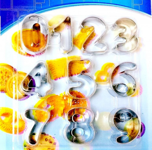 Вырубка стальная Цифры 3 см | Набор 10 фигур