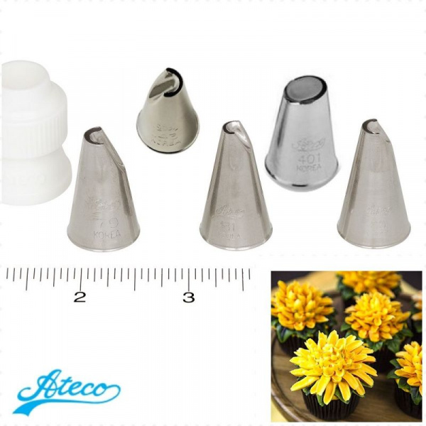 Кондитерская насадка лепесток хризантемы №79, 80, 81, 401, 403 Ateco Кондитерская насадка лепесток хризантемы №79, 80, 81, 401, 403 Ateco