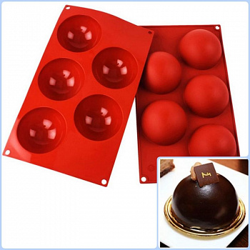 Форма силиконовая Полусфера 5 фигур 80*35 мм Форма силиконовая Полусфера 5 фигур 80*35 мм