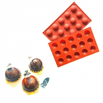 Форма для выпечки силиконовая Полусфера 15 фигур 40*17 мм Форма для выпечки силиконовая Полусфера 15 фигур 40*17 мм
