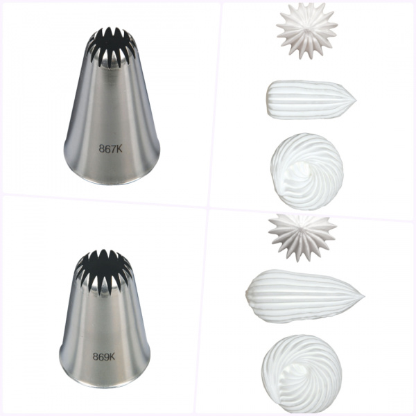 Кондитерская насадка полузакрытая звезда №867K, 869К (французская трубочка) Tulip™ Кондитерская насадка полузакрытая звезда №867K, 869К (французская трубочка) Tulip™